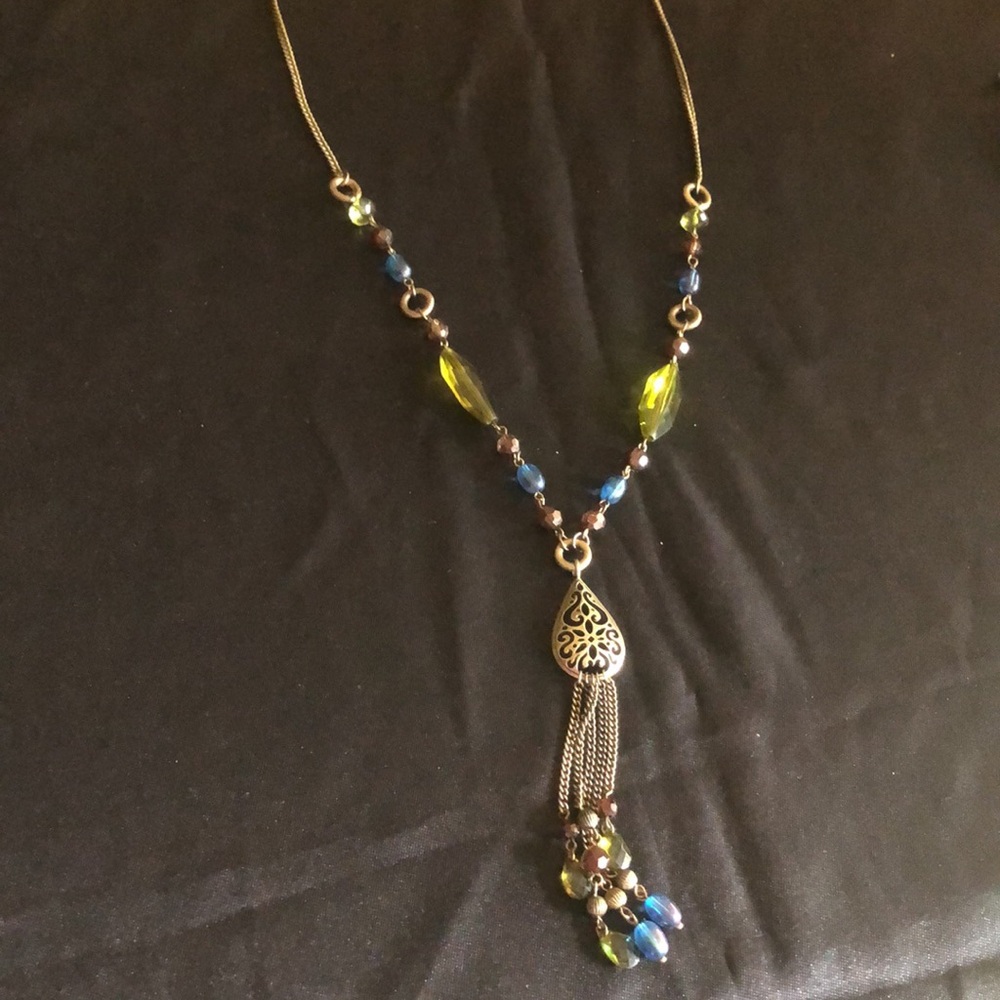 Vintage Avon Multi Color Bead Dangle Necklace
